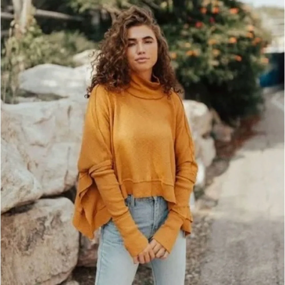 Free People We the Free Orange Turtle Neck Sweater - Picture 2 of 15